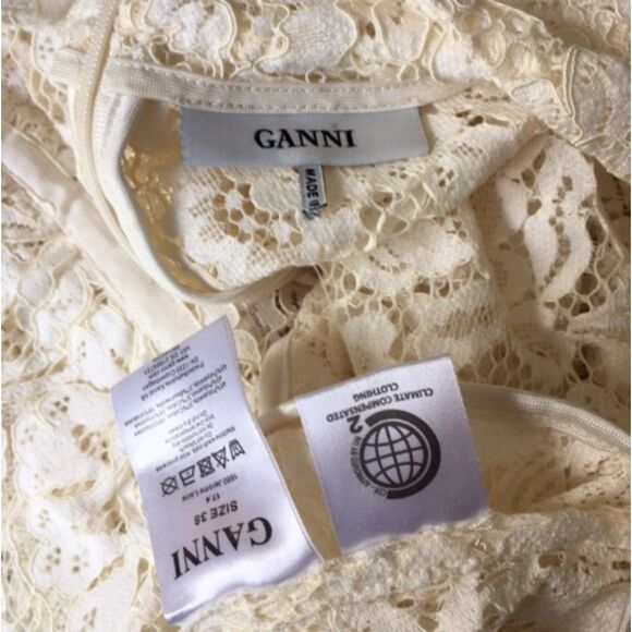 EUC Ganni Jerome Lace Peplum Ruffle Top 38 8 - Picture 7 of 7